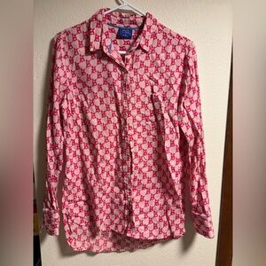 Le Tigre pink boston print button up shirt